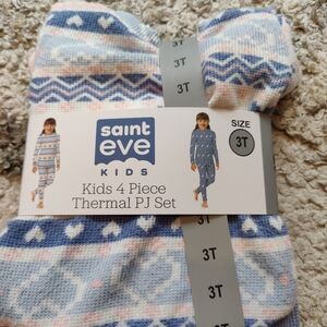 Saint Eve Kids Toddler Girls Thermal Pajama 4 Piece Set